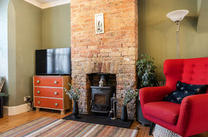 Log burning fireplace- click for photo gallery